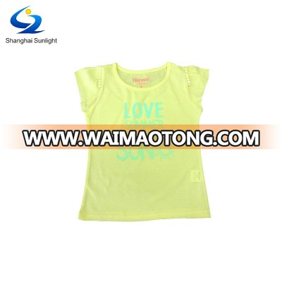 Wholesale Quality 100% Cotton Custom Cute Printing Baby Girls T-Shirt Tops