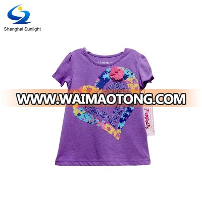 100% Cotton Europe Embroidery Girl T-shirt / Child T-Shirt