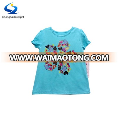 100% Blue Basic Cotton Printed Baby T-Shirt Private Label Baby T Shirt